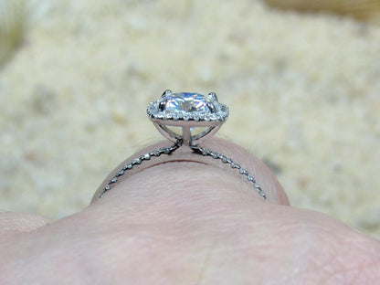 Labradorite & Diamonds Engagement Ring Cushion Halo Cuscino Petite Round cut 1ct 6mm Custom White-Yellow-Rose Gold-10k-14k-18k-Platinum BellaMoreDesign.com