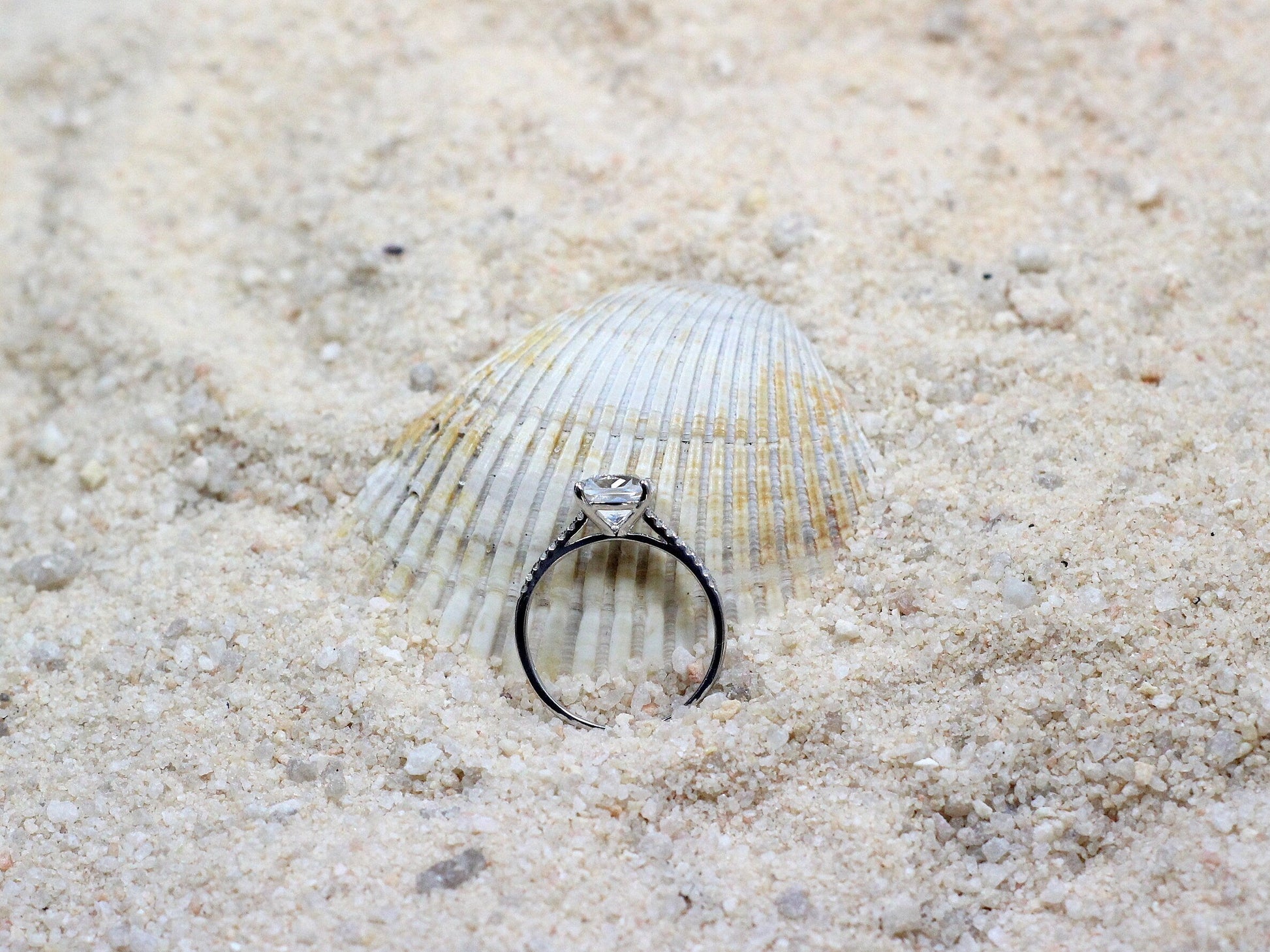 Moissanite Diamond Engagement Ring, Cushion Half Eternity ring, Pistis 2ct 8mm Custom White-Yellow-Rose Gold-10k-14k-18k-Platinum BellaMoreDesign.com