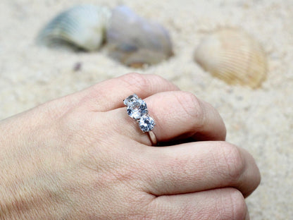 Moissanite Engagement Ring,3 Gem Stone Ring,Jubilee,2ct Ring,1ct Side Gems,White-Yellow-Rose Gold-10k-14k-18k-Platinum BellaMoreDesign.com