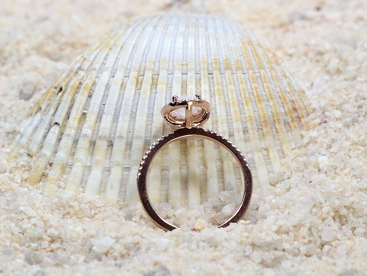 Moissanite Engagement Ring, Simulated Diamond ring, Oval Halo moissanite ring, Ovale, 1ct, 7x5mm, Statement Ring, Promise ring, bridal ring BellaMoreDesign.com