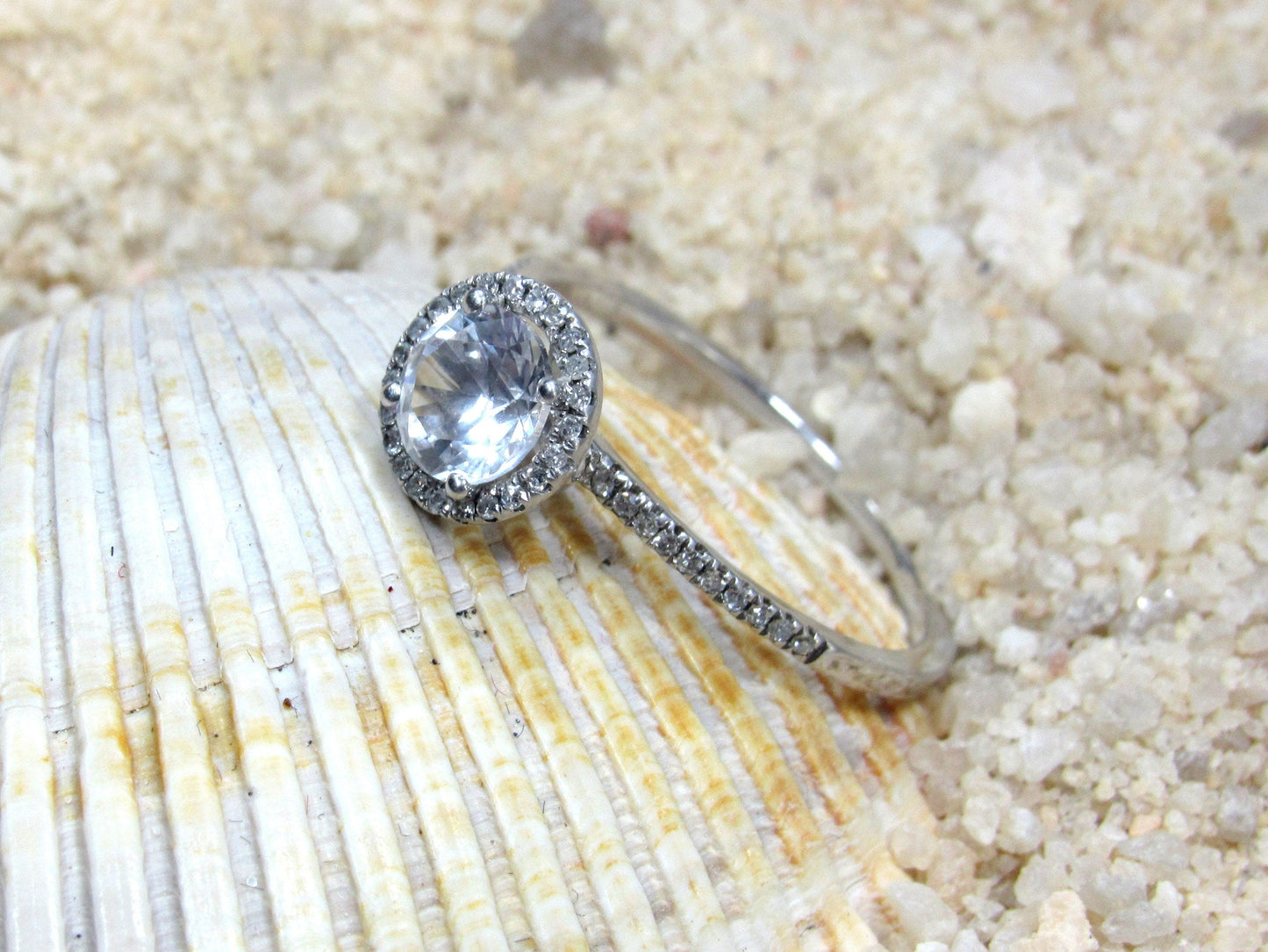 Moonstone Engagement Ring, Round Diamonds Halo Ring, Moon stone Ring, Pricus, 1ct Ring,White Gold-Yellow Gold-Rose Gold Ring, 6mm BellaMoreDesign.com