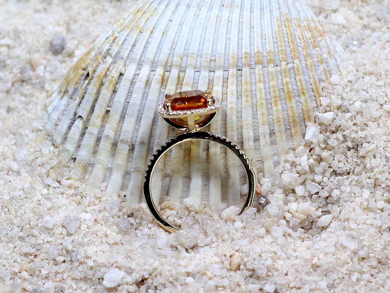 Padparadscha Sapphire Ring,Padparadscha Ring,Padparadscha Sapphire,Orange Sapphire Engagement Ring,Cushion Halo,Cuscino,3ct Ring 8mm BellaMoreDesign.com