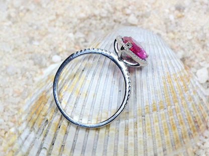 Peach Sapphire Engagement Ring,Diamond Pear Halo,Helena, 4.5ct Ring,White Sapphire Ring,White-Yellow-Rose Gold-10k-14k-18k-Platinum BellaMoreDesign.com