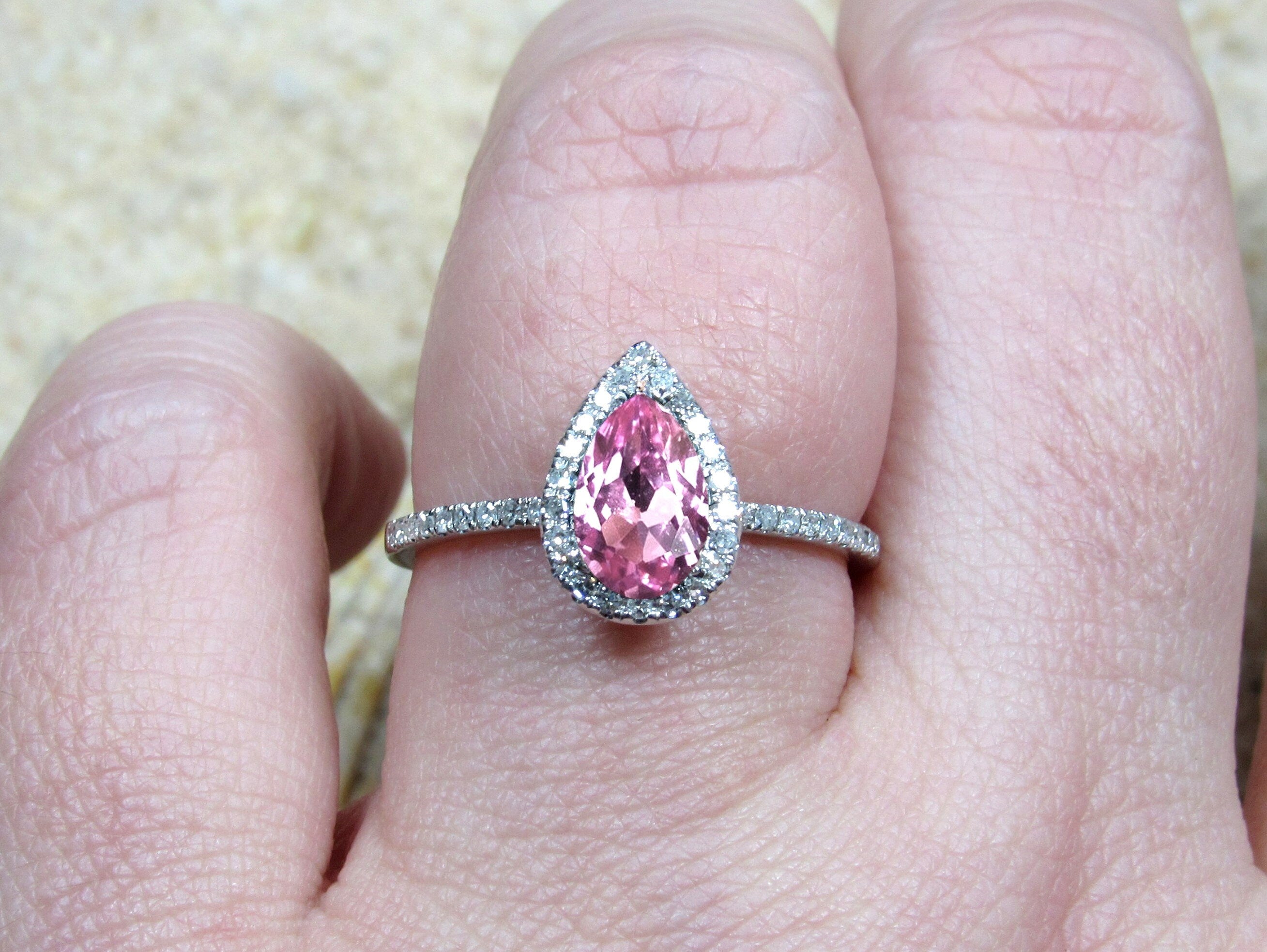 Store 10k solid genuine pink sapphire and diamond