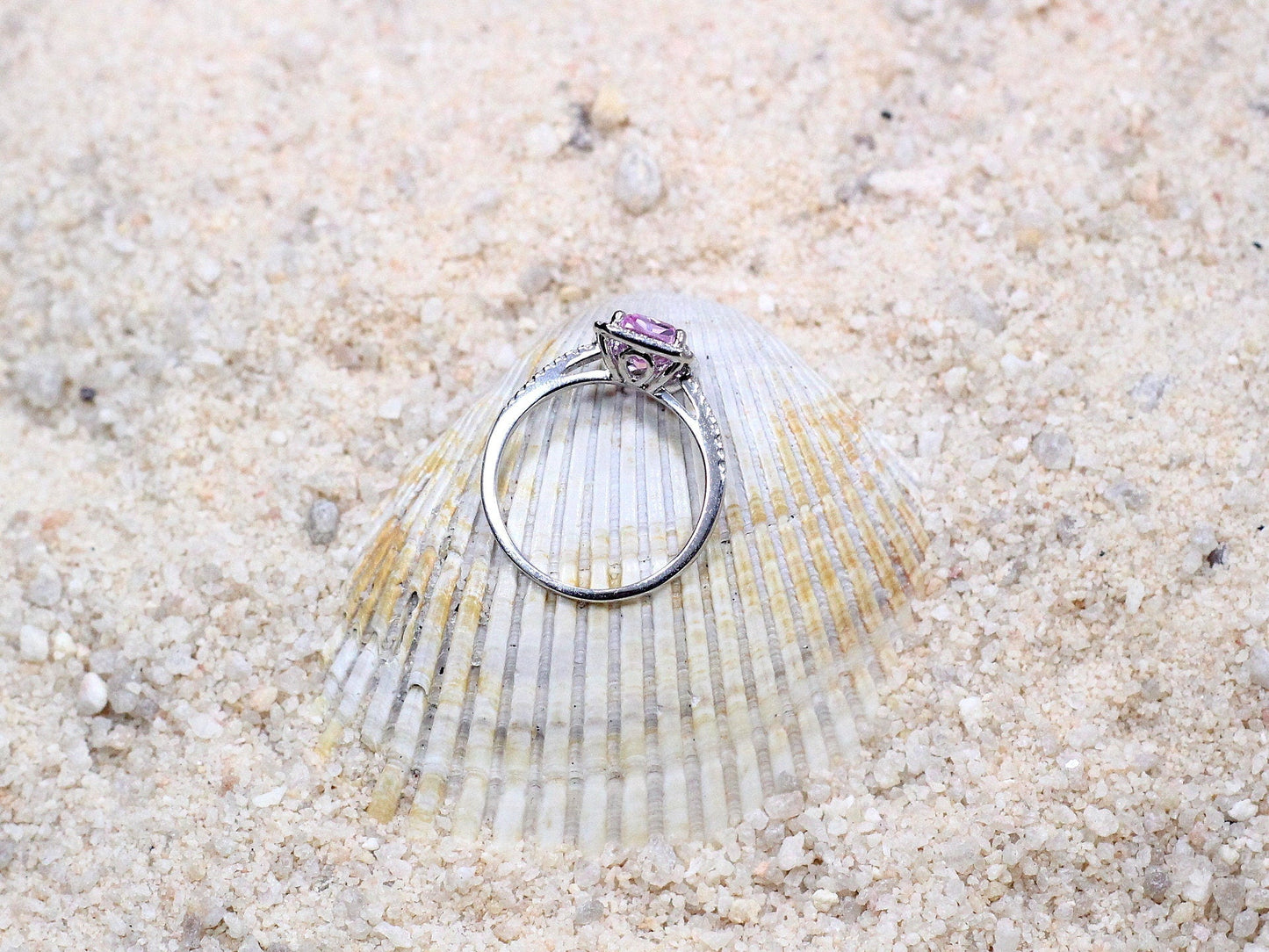 Pink Sapphire Engagement Ring, Emerald Cut Ring, Halo, Hemera, 2ct BellaMoreDesign.com