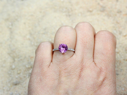 Pink Sapphire Engagement Ring, Half Eternity, Pistis, 2ct, 8mm BellaMoreDesign.com