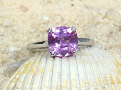 Pink Sapphire Engagement Ring Phoebe Cathedral 2.5ct 8mm Custom White-Yellow-Rose Gold-10k-14k-18k-Platinum BellaMoreDesign.com