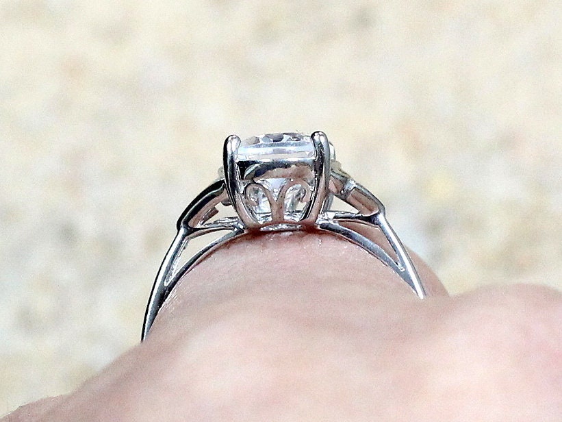 Ready to Ship White Sapphire Engagement Ring,Oval Ring,4 prong ring,trillion Ring,triangle shape,Ion,3ct 9x7mm Ring Custom size BellaMoreDesign.com