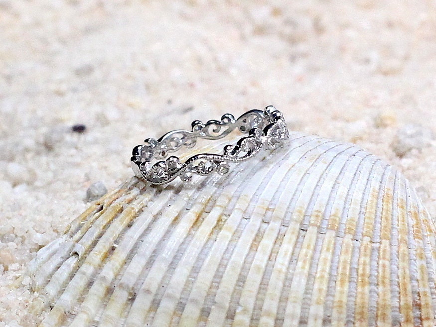 Rheia Diamond Milgrain Wedding Band BellaMoreDesign.com