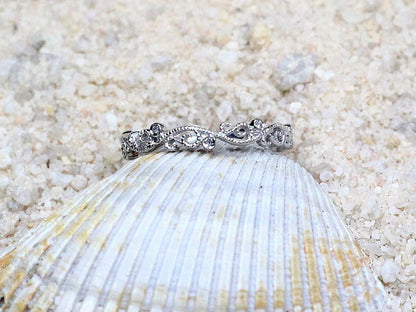 Rheia Diamond Milgrain Wedding Band BellaMoreDesign.com