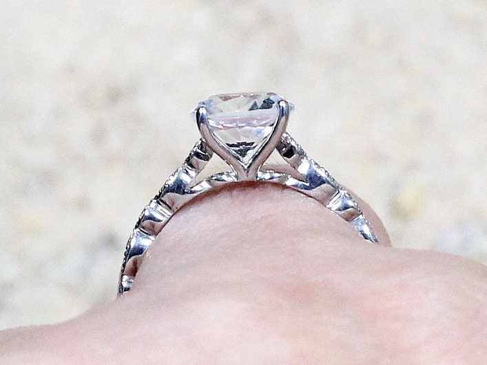 Ruby & Diamonds Engagement Ring Almost Eternity Bezel Leaf Round cut Aeolus 2ct 8mm Custom White-Yellow-Rose Gold-10k-14k-18k-Plat BellaMoreDesign.com