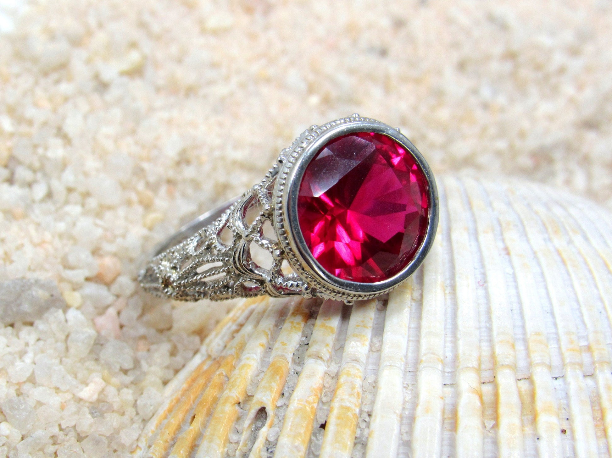Ruby Engagement Ring,Ruby Vintage Ring, Aegle,Antique Ring,Bezel Set Ring,Filigree Ring,5ct Ring,White-Yellow-Rose Gold-10k-14k-18k-Platinum BellaMoreDesign.com