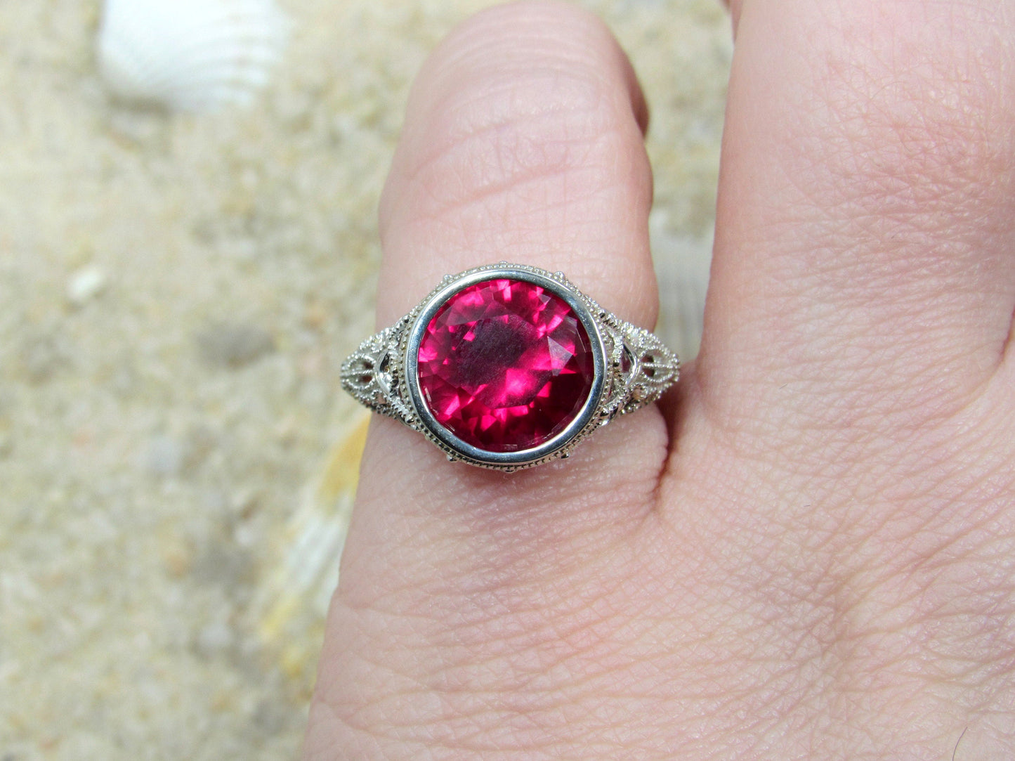 Ruby Engagement Ring,Ruby Vintage Ring, Aegle,Antique Ring,Bezel Set Ring,Filigree Ring,5ct Ring,White-Yellow-Rose Gold-10k-14k-18k-Platinum BellaMoreDesign.com