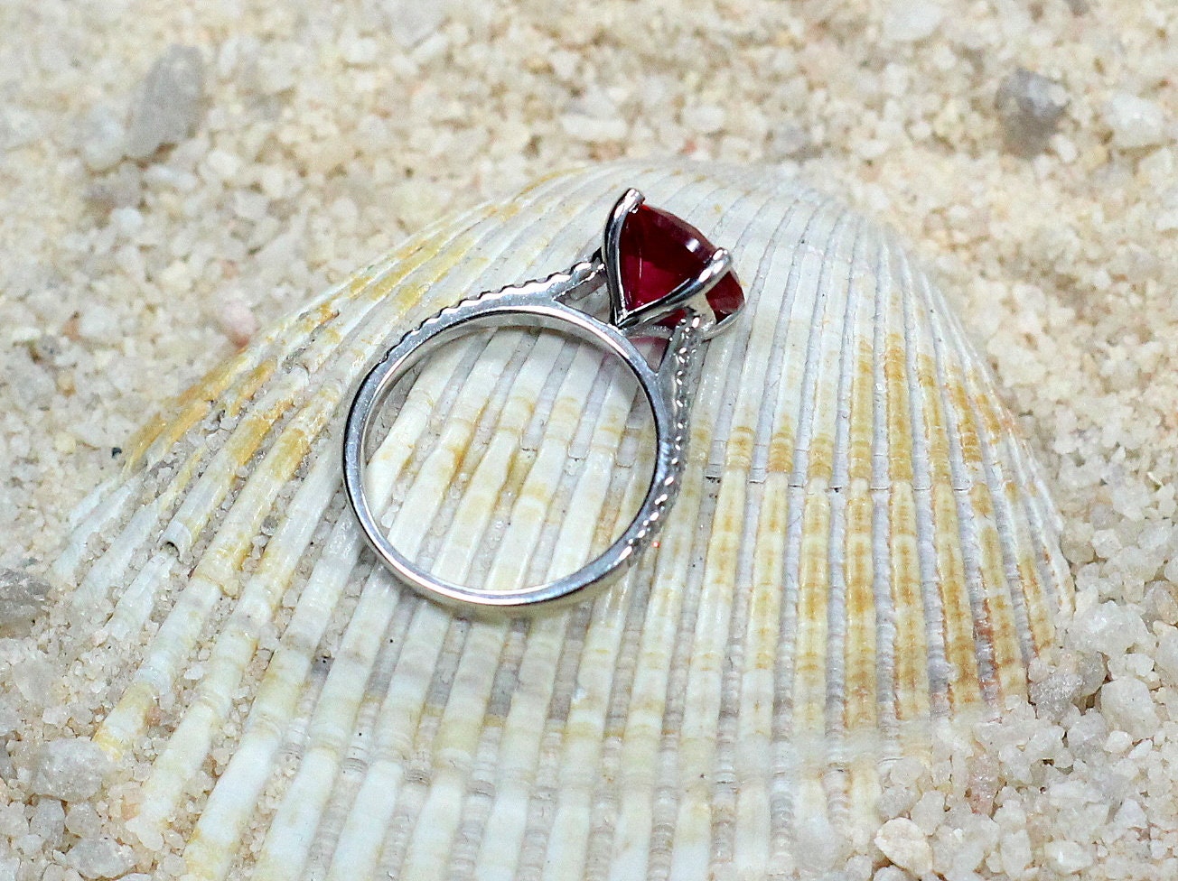 Ruby Engagement Ring Set,Wedding Band Set,Half Eternity Band,Ruby Ring,Pistis,2ct Ring,White-Yellow-Rose Gold-10k-14k-18k-Platinum BellaMoreDesign.com