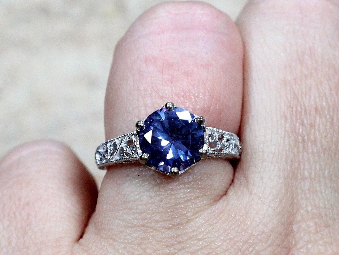 Sapphire Vintage Engagement Ring Color Change Ring Antique Ring