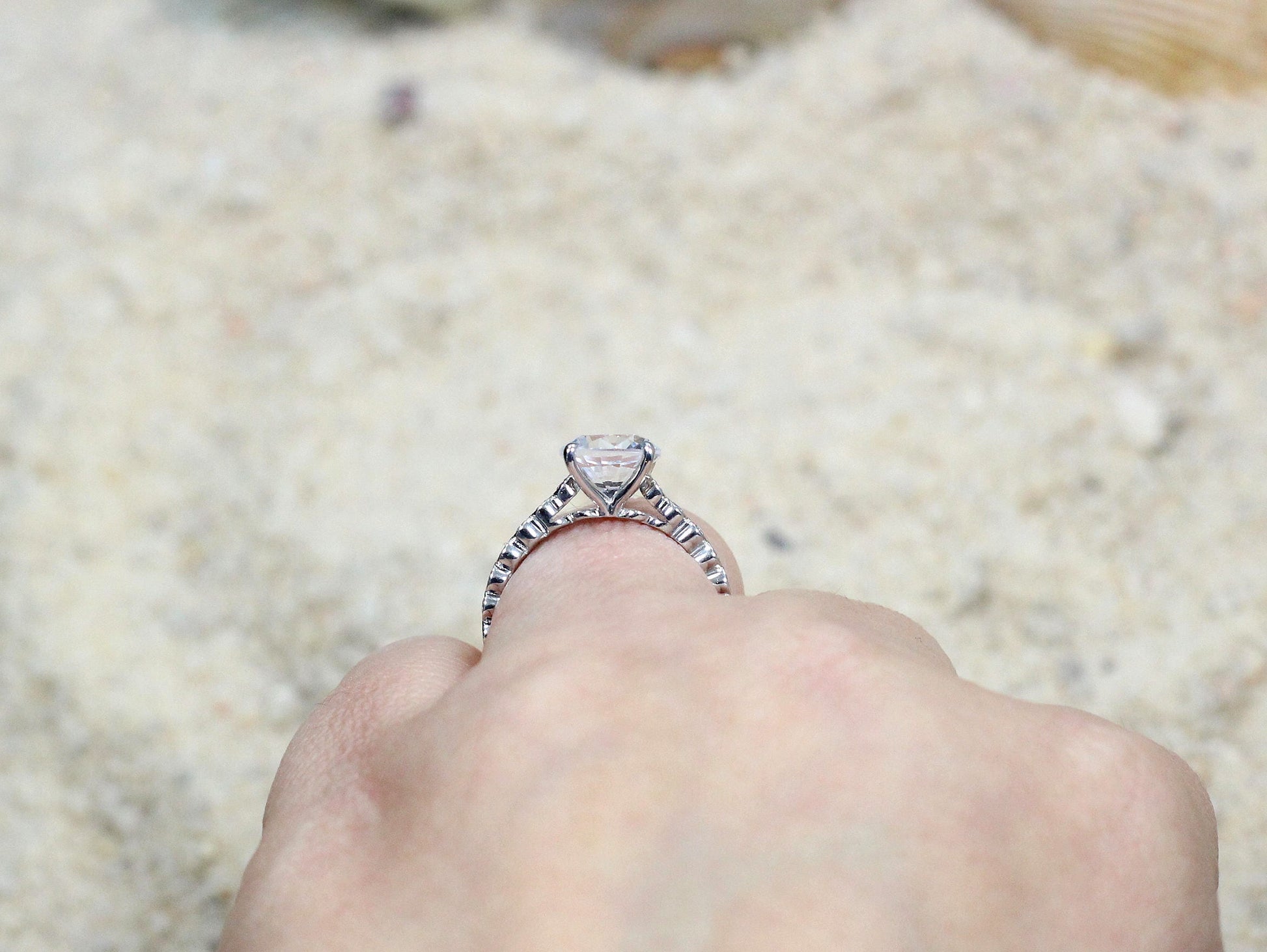 Vintage Emerald & Diamonds Engagement Ring Bezel Milgrain Smooth Round Ferarelle 2ct 8mm Custom Wht-Yellow-Rose Gold-14k-18k-Platinum BellaMoreDesign.com