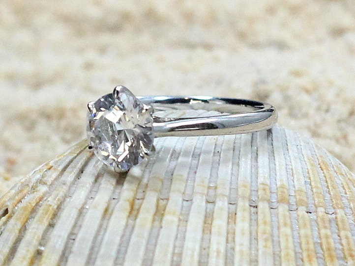 White Sapphire Engagement Ring,Dinlas,6 prong Ring,Solitaire Ring,White Sapphire Ring,Sapphire Ring,White-Yellow-Rose Gold-10k-14k-18k-Plt BellaMoreDesign.com
