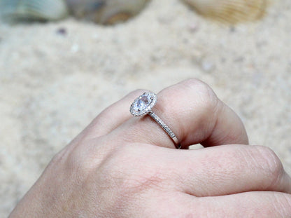 White Sapphire Engagement Ring,Oval Halo Ring,Ovale,White Sapphire Ring,1ct Ring,Sapphire Ring,White-Yellow-Rose Gold-10k-14k-18k-Platinum BellaMoreDesign.com