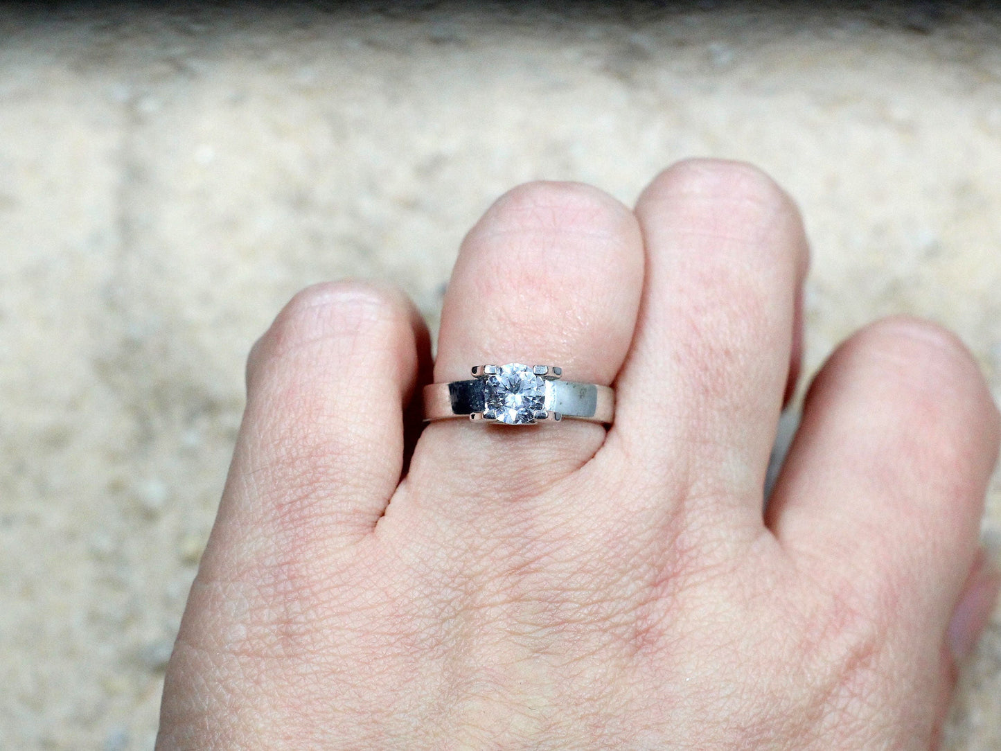 White Sapphire Engagement Ring,Tension Set Ring,Tenson Engagement Ring,Pales,1ct Ring,Sapphire Ring,White-Yellow-Rose Gold-10k-14k-18k-Plt BellaMoreDesign.com
