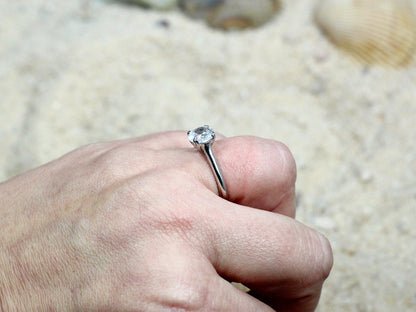 White Topaz Engagement Ring,4 Double prong Ring,Solitaire Ring,Caerus,1.5ct Ring,White Topaz Ring,White-Yellow-Rose Gold-10k-14k-18k-Plt BellaMoreDesign.com